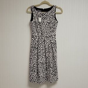 Muse Cream/black sleeveless cheetah print dress sz 4 office business
